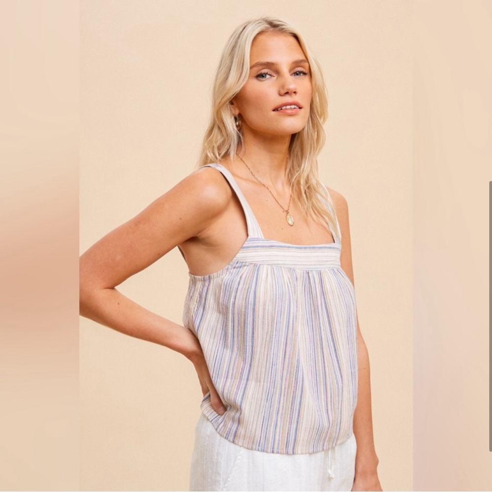 NWT Hem and thread crop top, rainbow stripe size large